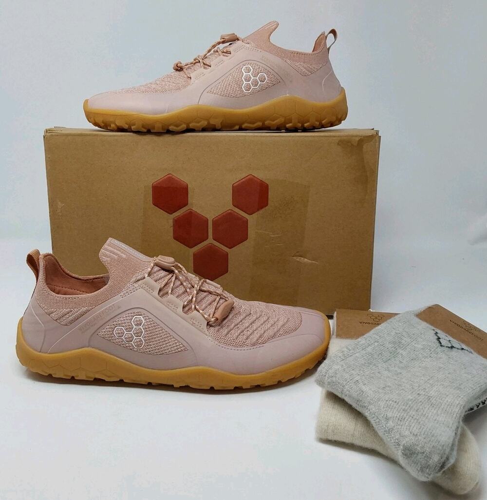 Vivobarefoot Primus Trail Knit FG Womens 8 EU 39 Clay Barefoot Shoes + Socks